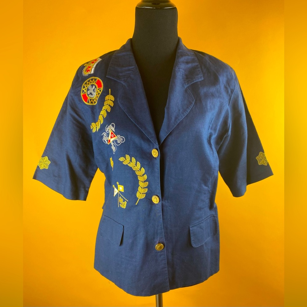 Navy Carry Back Short Sleeve Blouse